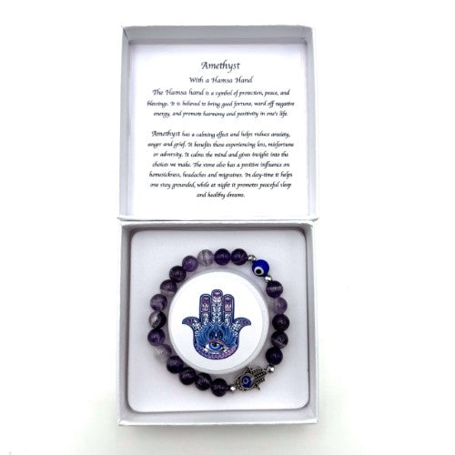 Bracelet - Hamsa Evil Eye Amethyst