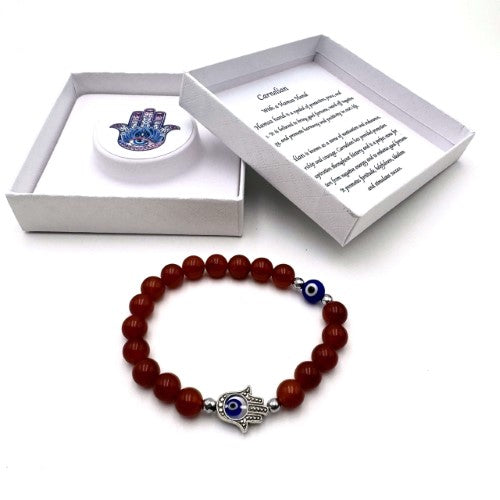 Bracelet - Hamsa Evil Eye Red Agate
