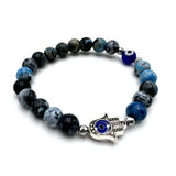 Bracelet - Hamsa Evil Eye Blue Fire Agate