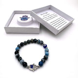 Bracelet - Hamsa Evil Eye Blue Fire Agate