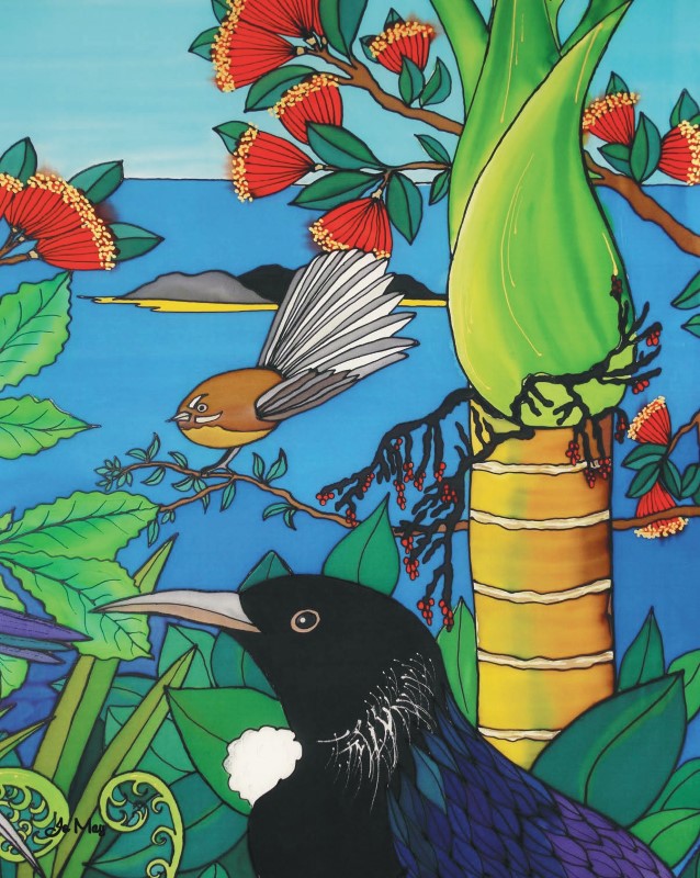 Jo May Medium Print 31 x 39cm Tui & Fantail