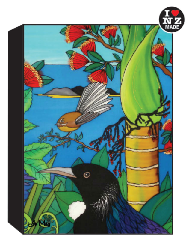 Jo May Rectangle 10 x 14 cm Black Art Block - Tui & Fantail