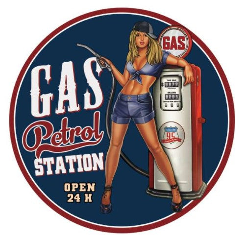 Metal Wall Art - Petrol Station (Dia 40cm)