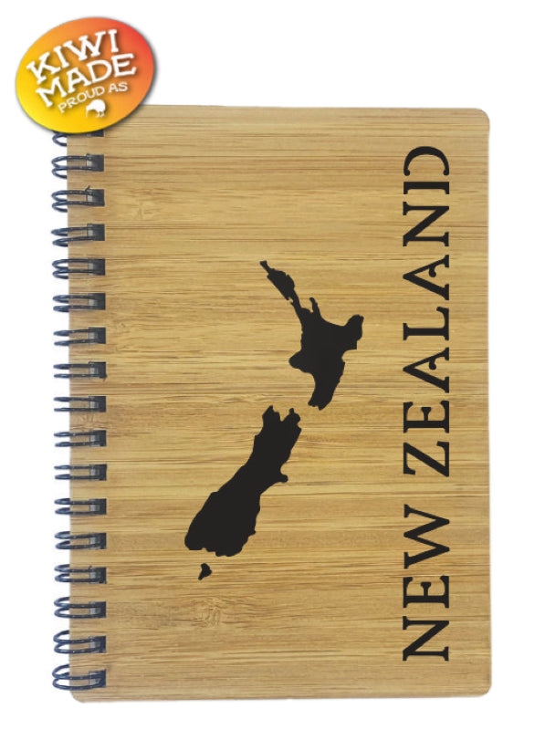 Bamboo Notebook Laser Cut with NZ Map