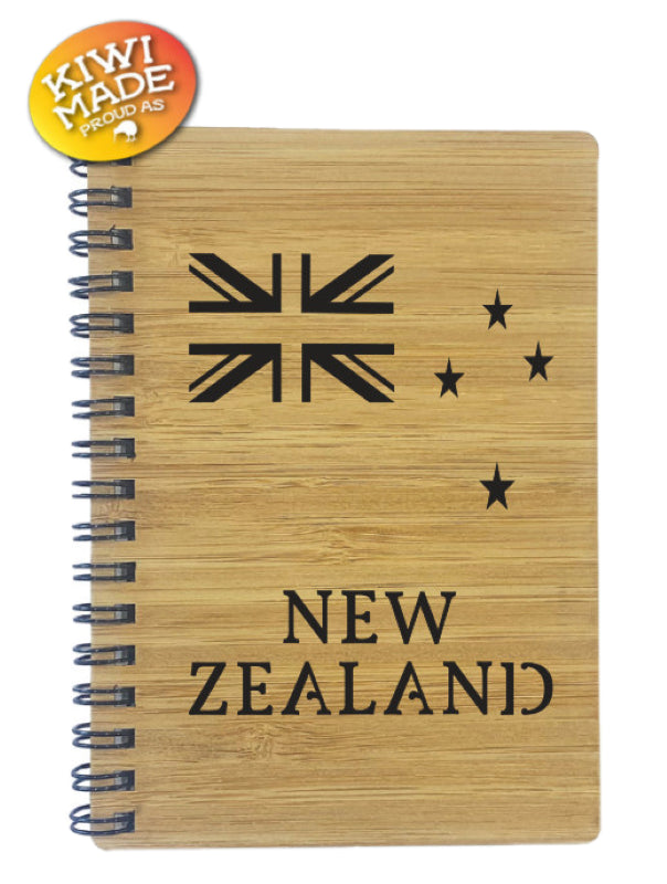 Bamboo Notebook Laser Cut with NZ Flag