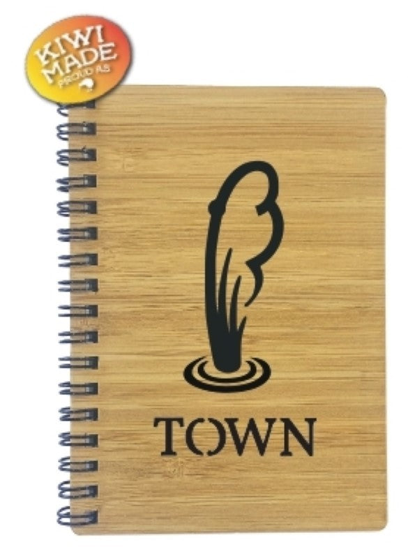 Bamboo Notebook Laser Cut with Geyser Road Sign and Custom Town