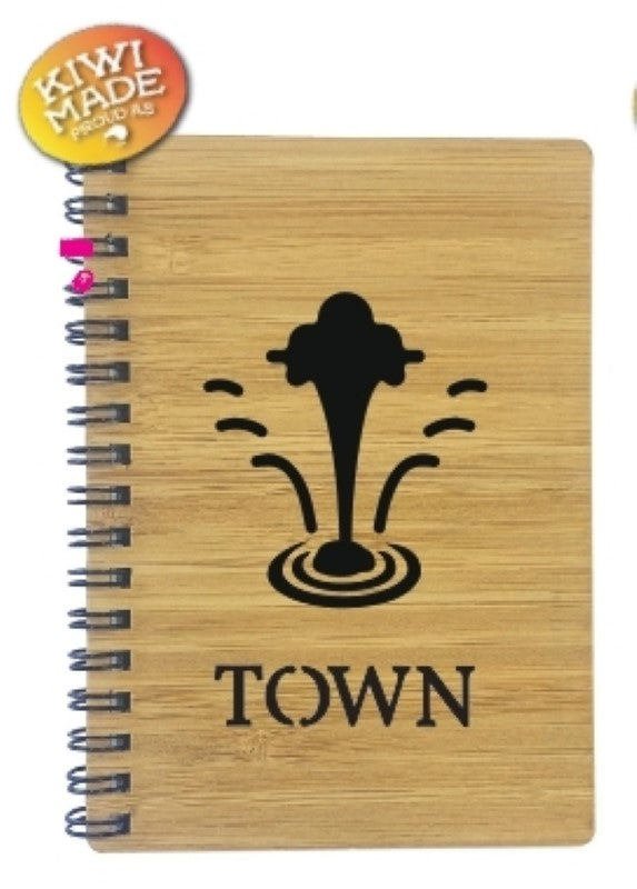 Bamboo Notebook Laser Cut with Geyser and Custom Town