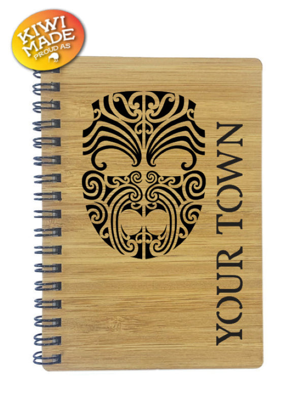 Bamboo Notebook Laser Cut with Moko and Custom Town