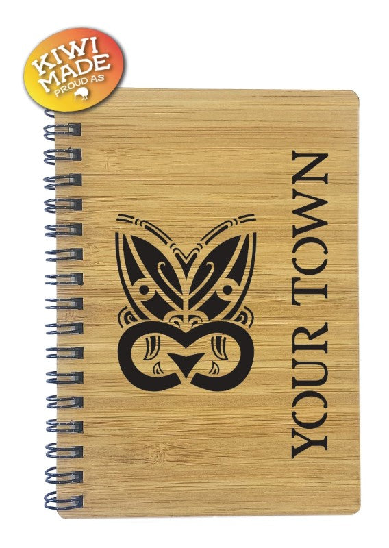 Bamboo Notebook Laser Cut with Warrior and Custom Town