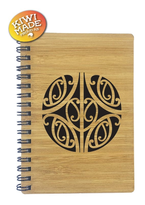 Bamboo Notebook Laser Cut with Kowhai Circle