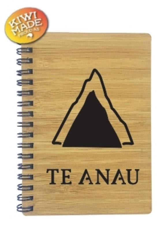 Bamboo Notebook Laser Cut with Te Anau Mountain