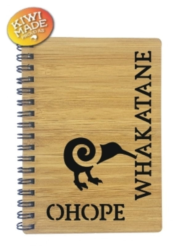 Bamboo Notebook Laser Cut with Ohope - Whakatane