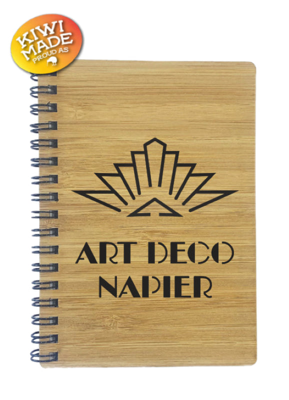 Bamboo Notebook Laser Cut with Art Deco Sunburst