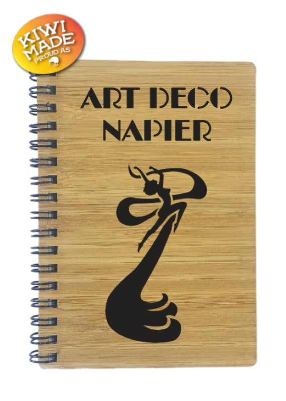 Bamboo Notebook Laser Cut with Art Deco Leaping Lady