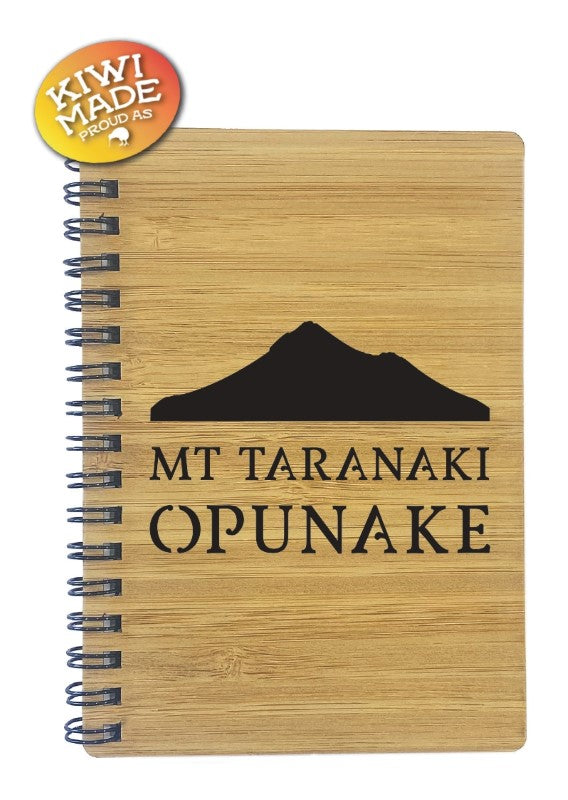 Bamboo Notebook Laser Cut with Opunake Mountain