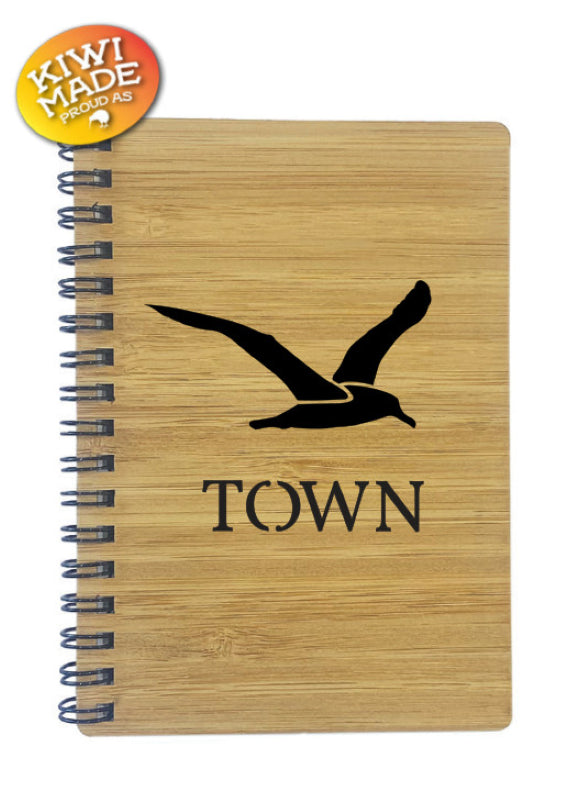 Bamboo Notebook Laser Cut with Albatross and Custom Town