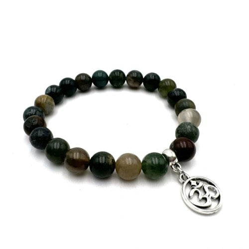 Bracelet - Indian Agate with Ohm Charm