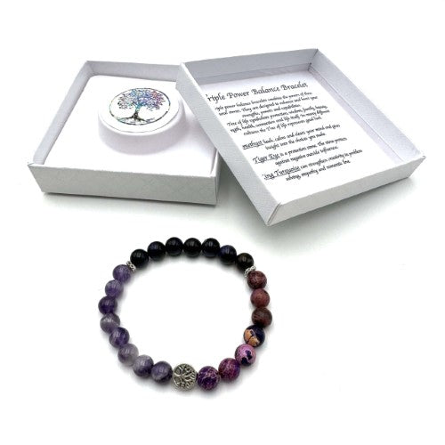 Bracelet -  Amethyst Purple Tiger Eye King Turquoise