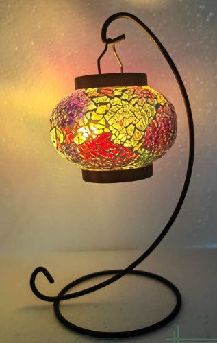 Turkish Mosaic Hanging T Light Holder with LED Candles 2