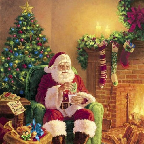 Luncheon Napkin - Santa At Home