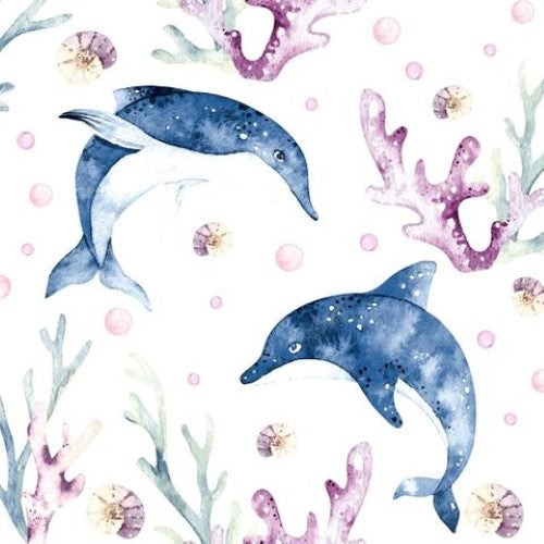 Luncheon Napkin - Playing Dolphins