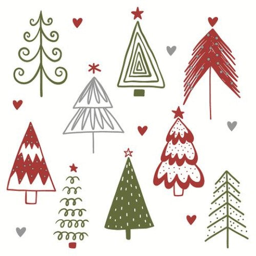 Luncheon Napkin - Fun Trees Red