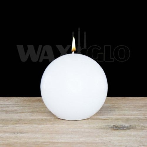 Waxglo Candle - 80mm Dia BALL CANDLE -WHITE