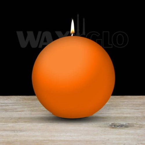 Waxglo Candle - 100mm Dia BALL CANDLE - ORANGE