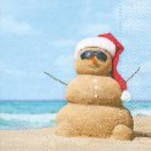 Luncheon Napkin - Beach Snowman