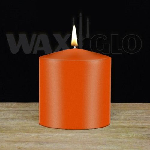 Waxglo Candle - 75x75mm UNWRAPPED CYLINDER - ORANGE