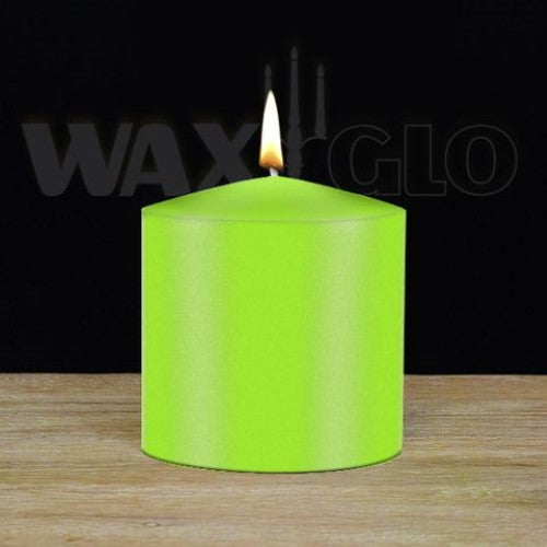 Waxglo Candle - 75x75mm UNWRAPPED CYLINDER - HOT LIME