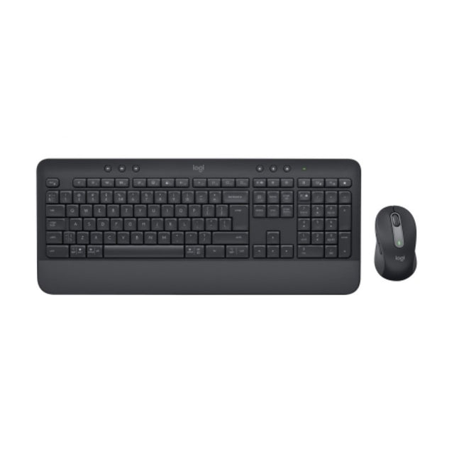 Logitech Signature MK650 Combo features a wireless keyboard with palm rest and a high-DPI mouse for comfortable productivity.