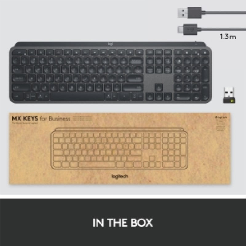 Logitech MX Keys for Business Wireless Keyboard - Wireless Connectivity - Blueto