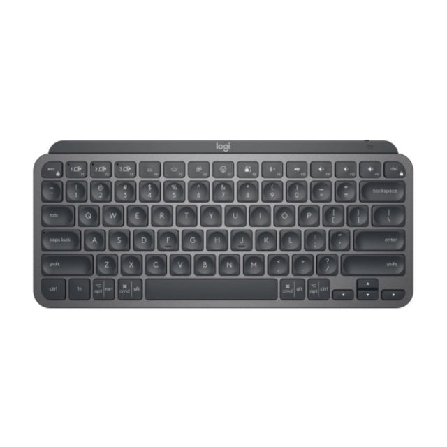 Compact wireless keyboard with smart backlighting, rechargeable battery, and Easy-Switch for seamless device connectivity.