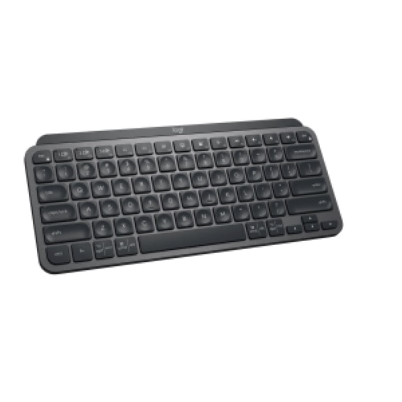 Compact Logitech MX Keys Mini Wireless Keyboard with smart backlighting, customizable F-keys, and Bluetooth connectivity.