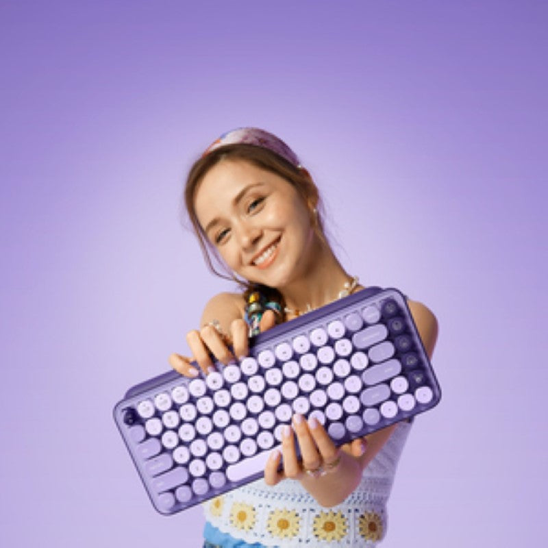 Vibrant Logitech POP Keys Wireless Mechanical Keyboard with customizable emoji keys, perfect for personalizing your workspace.