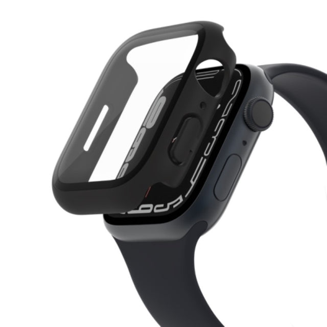 Tempered glass screen protector for Apple Watch 45mm, offers full 360° protection with antimicrobial treatment for hygiene.