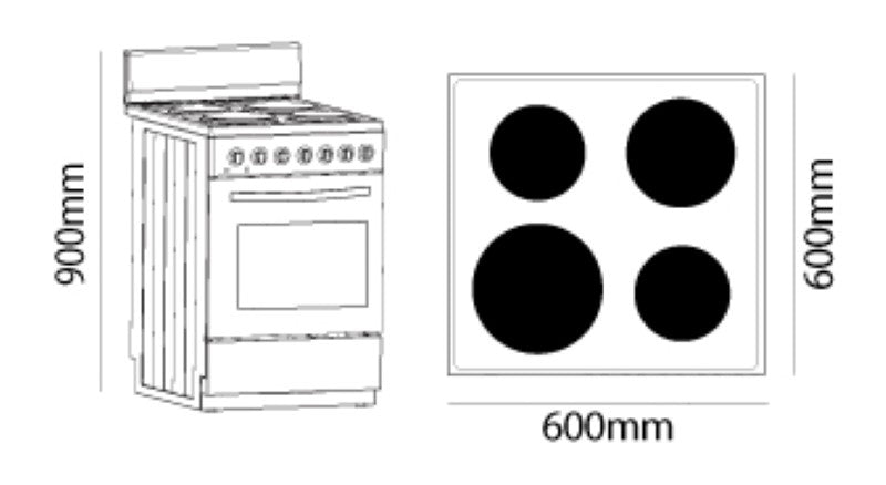 White Parmco freestanding electric stove with 4 solid plate cooktop, 60L oven, and easy-to-use controls.