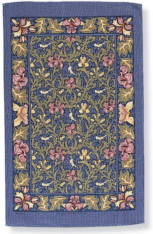 Tea Towel - Ulster Weavers Union - Birds & Iris Blue (74cm)