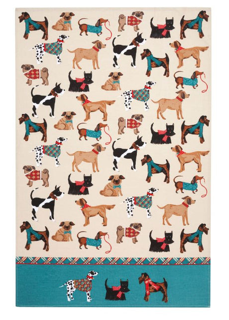 Cute Ulster Weavers cotton tea towel featuring a charming Hound Dog design, perfect for kitchen decor and drying tasks.