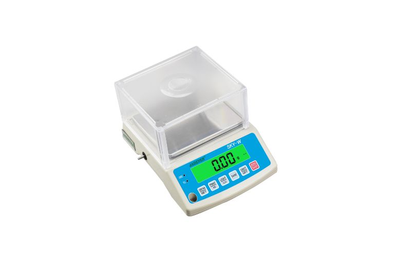 Jadever SKY-W-1500 precision balance scale, 1500g capacity, 0.05g accuracy, stainless steel pan, bright LCD display.