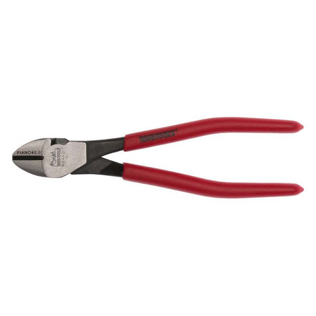 Heavy-duty side cutter with chrome molybdenum steel, rubber dipped handles, and a polished head for durable cutting.