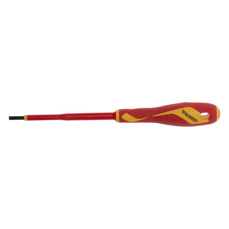 1000V insulated flat head screwdriver with ergonomic handle, designed for electricians, 0.6 x 3.5mm blade, safety rated to IEC 60900.