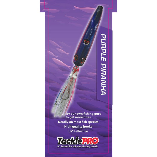 TacklePro Inchiku Lure 60g in Purple Piranha design, ideal for drift fishing with weighted jig and octopus skirt.