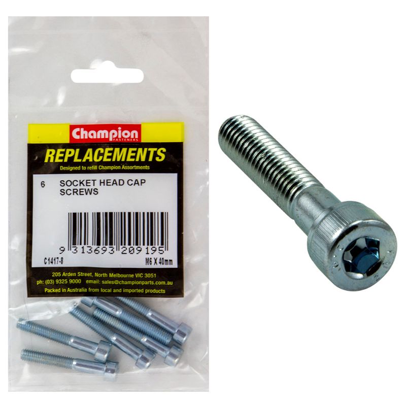 M6 X 40MM SOCKET HEAD CAP SCREWS - 6PK