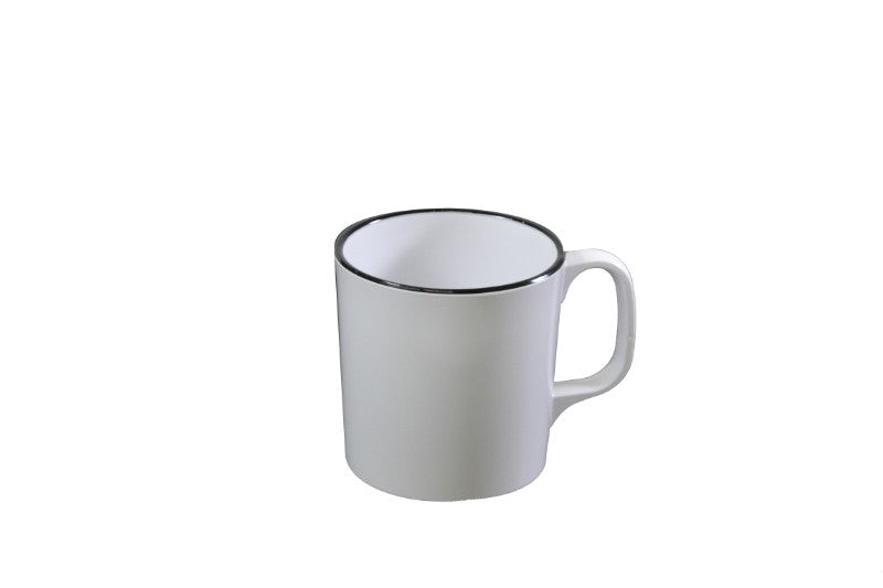 Mug - Jab Vintage White/Black Rim Enamel Look 300ml - Set of 6