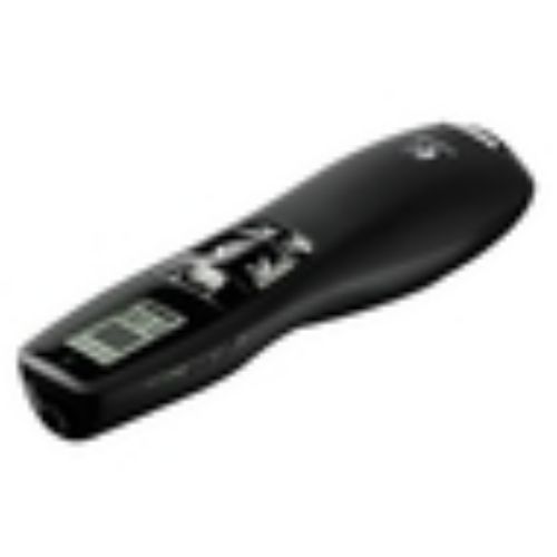 Logitech R800 Professional Presenter with green laser, wireless control up to 100 feet, and intuitive slideshow navigation.