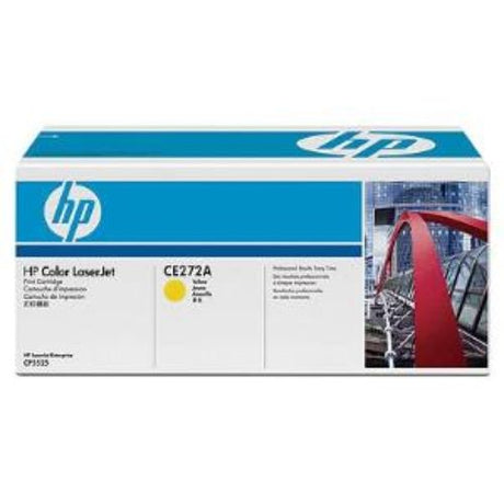 HP 650A Yellow toner cartridge for Color LaserJet, yields 15,000 pages, ensures vibrant print quality and productivity.