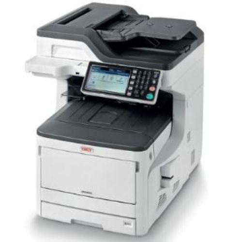 Oki MC800 MC853DN LED Multifunction Printer - compact 4-in-1 device for printing, copying, scanning, and faxing with high-quality output.