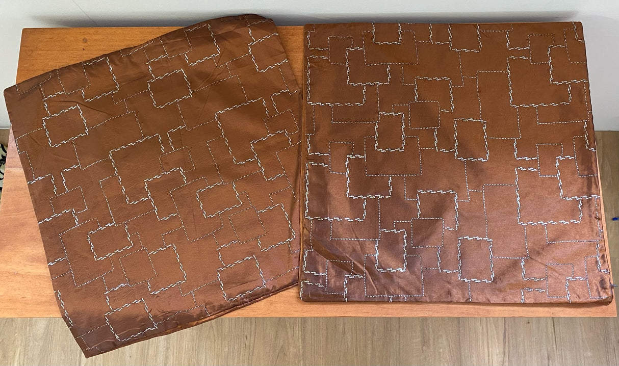 Cushion covers set of 8 in brown with golden cube pattern, stylish, durable, and easy to clean for modern home decor.